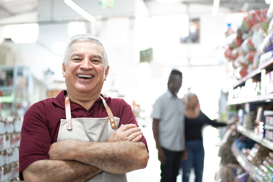 a person standing in front of a store